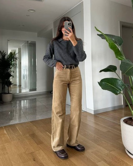 Beige Corduroy Pants