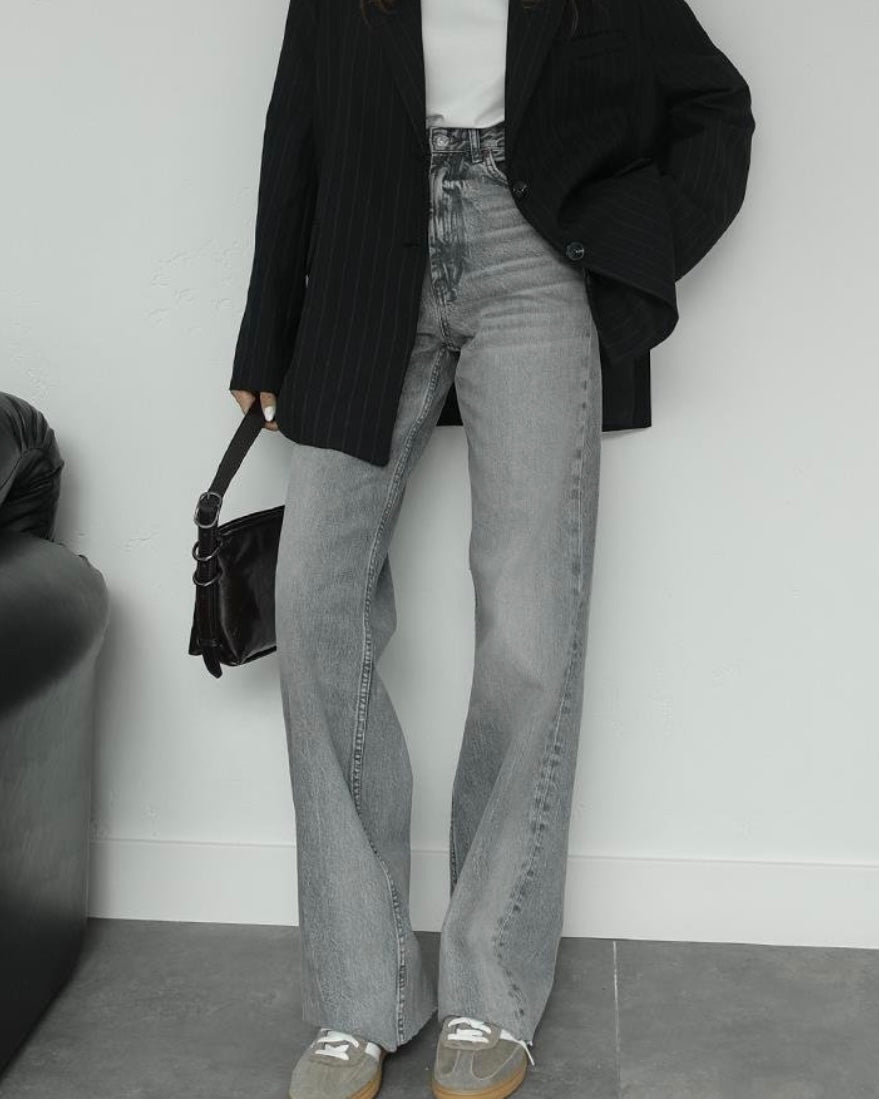 Grey Wide Leg Jeans