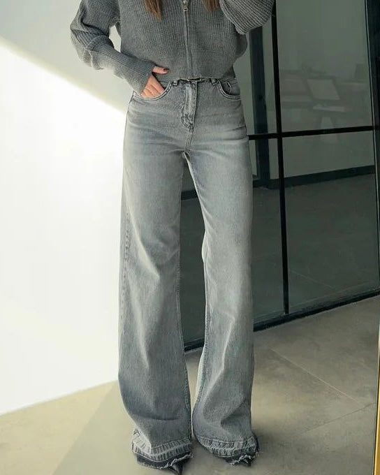 Grey Wide Leg Jeans