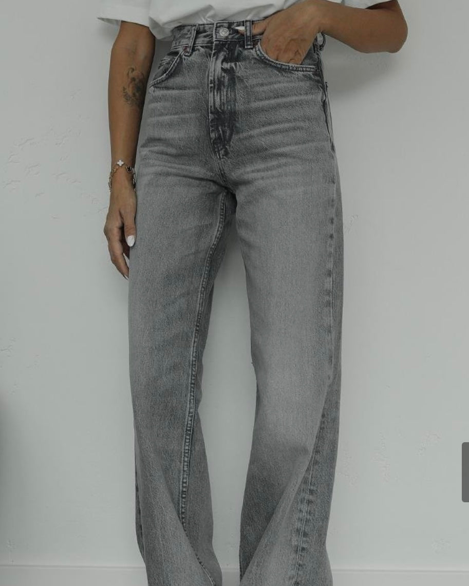 Grey Wide Leg Jeans