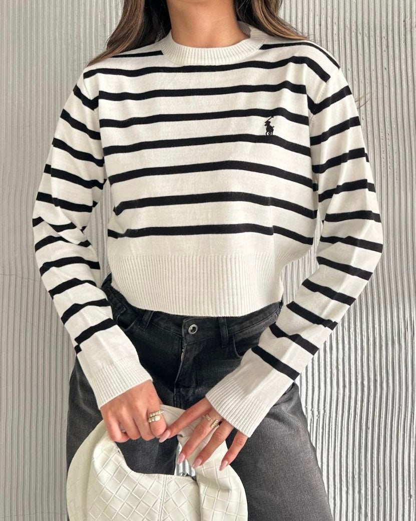 Striped Polo Sweater