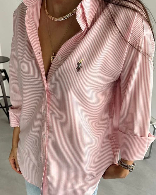 Pink Striped Polo Buttoned Shirt