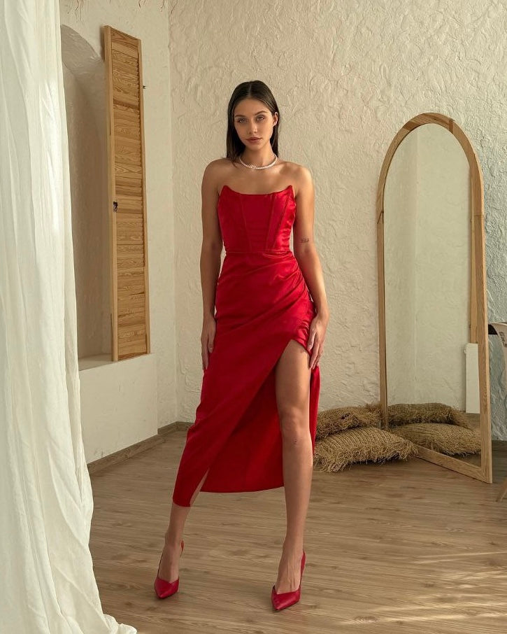 Red Satin Dress