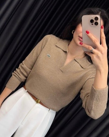 Beige Lacoste Sweater