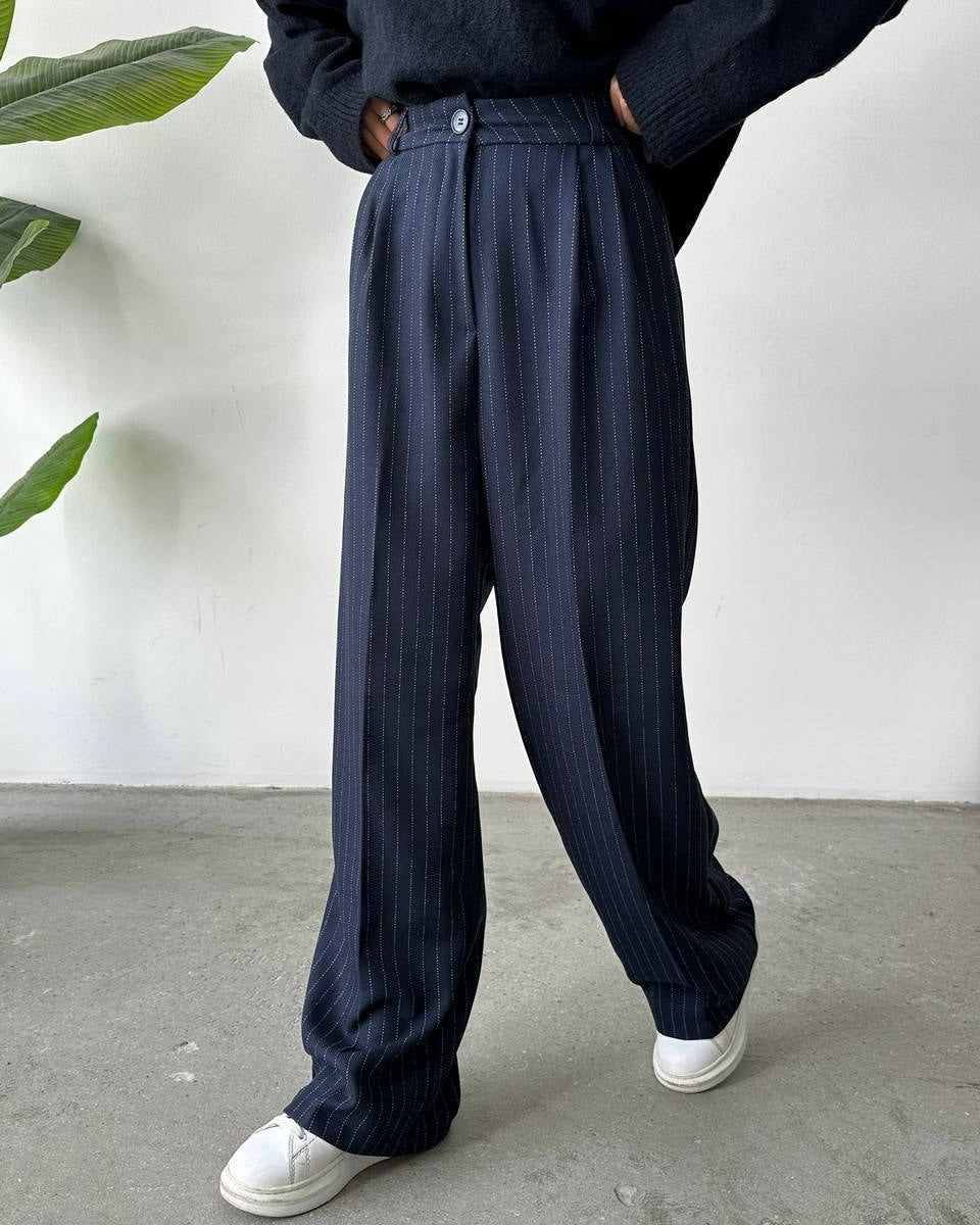 Navy Striped Pants