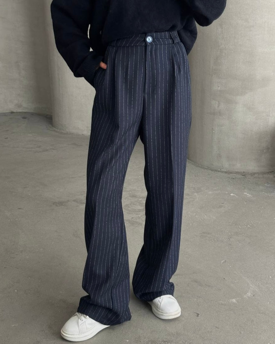 Navy Striped Pants