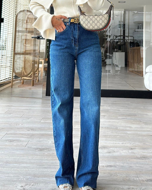 Blue Wide Leg Jeans