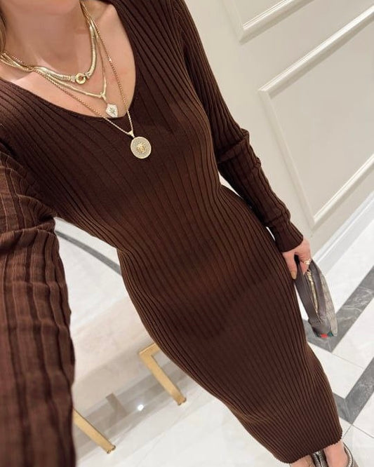 Brown Basic Dress