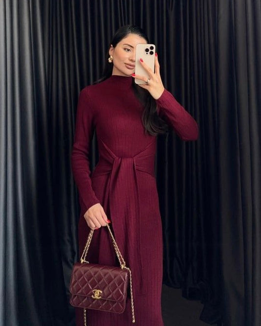 Burgundy Tied Dress