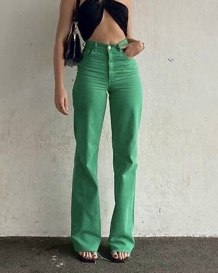 Green Wide Leg Jeans